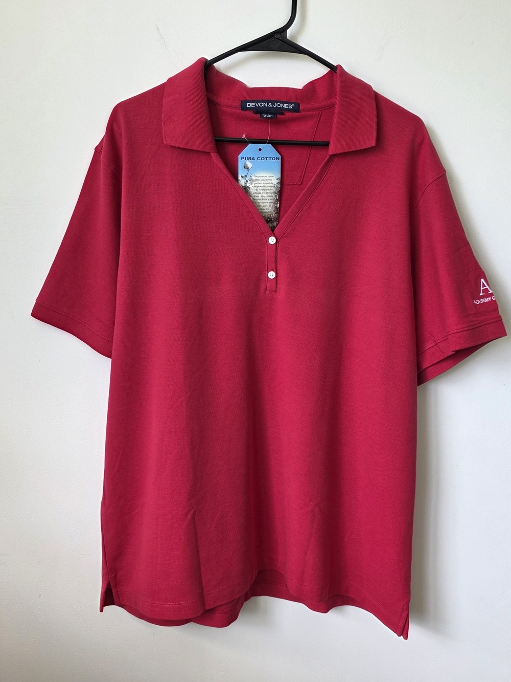 NWT Devon & Jones Men's Red Polo Shirt 100% Pima Cotton Size XXL Golf Vacation